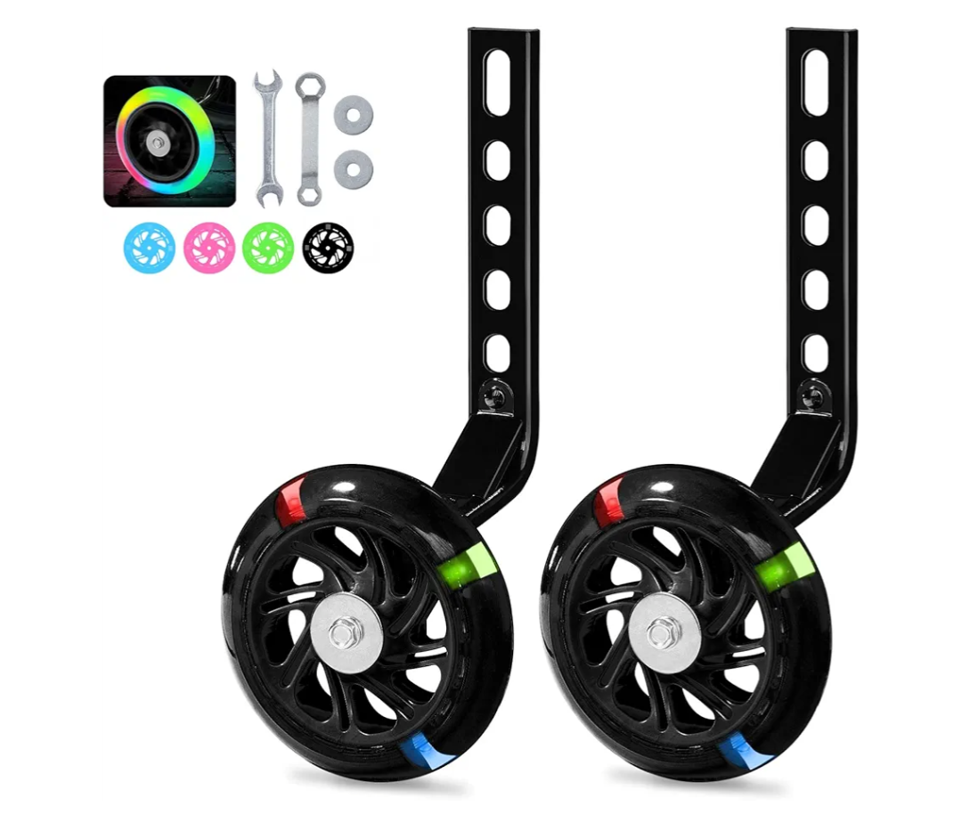 PRUNUS Flash BIKE Training Wheels for 12 14 16 18 20 Inch.Training Wheels for Kids Bike is Heavy Duty.Bicycle Training Wheel is Suitable Single Speed Bike