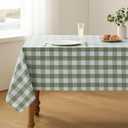 Checkered Tablecloth Rectangle Waterproof Gingham Table Cloth Washable Buffalo Plaid Table Cover Wrinkle Free for Kitchen, Dining and Outdoor Picnic, 60 x 102 Inch, Sage Green and White
