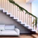 9 ft Christmas Artificial Cedar Garlands Real Touch Christmas Cedar Garland 3 Cow Bells with Bell Banner Xmas Realistic Faux Greenery Pine Garlands for Mantel Fireplace Stair Winter Decor