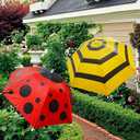 2 Pack Plant Umbrellas for Outdoor Plants-Adjustable Garden Shade Tent,26" Garden Umbrella for Potted Plants Bed Flowers(Ladybug, Striped Yellow)