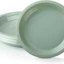 Dandat 36 Pcs Sage Green Plastic Plates 9 Inch Disposable Green Sage Supplies Round Dinner Dessert Plates for Birthday Wedding Bridal Shower Baby Shower Graduation Party