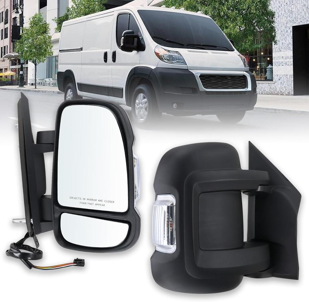 Right Passenger Side Mirror Compatible with 2014-2025 Ram Promaster 1500/2500/3500 with Power Glass Heated turn signal light manual folding Replace#CH1321376 5VE98JXWAD(8Pins)