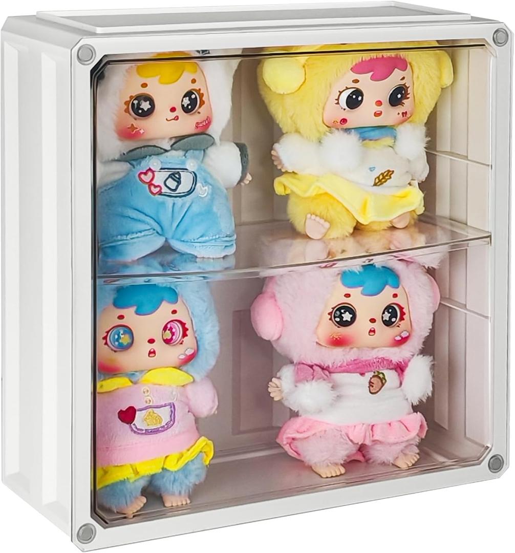 Display Case for Figures, Wall-Mounted Collectibles Clear Case, Adjustable Display Stand Acrylic Display Box with Door Dust and Moisture Proof Suitable for Pop Mart Lego Collectibles Action Figures