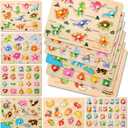 6PCS Toddler Wooden Peg Puzzle Toys for Age 2-4 3-5 Year Old Boys Girls,Educational Learning Sensory Toy,Puzzles for Toddlers Kids,Dinosaur&Ocean&Alphabet&Number Shape&Animal&Fruit Puzzles