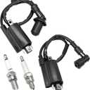2PCS Ignition Coil Fit for Kawasaki Mule 2510 3010 4000 4010 KAF 620 650 FD620D FD611V FD661D FD440V FD501D Vulcan Coil Replace # AM120732 21121-0029 21121-2083 21121-2064 (Ignition Coil with Spark Plug)