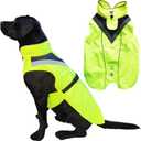 Dog Rain Coat - Waterproof, Reflective, Bright Yellow with Harness Hole (L, Yellow)