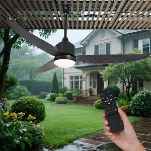 52 inch Outdoor Ceiling Fan with Lights,IP65 Waterproof Gazebo Fan with Remote, Farmhouse Rustic Ceiling Fans,Plug in Hanging Ceiling Fan with 3CCT 6-Speeds for Patio Porch Pergola, Medium