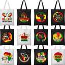 Hillban 12 Pcs Canvas Tote Bags Large 14 x 16in African American Reusable Gifts Bags African Gifts for Women Female Supplies