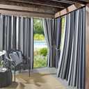 Sun Zero Valencia 2-Pack Cabana Stripe Indoor/Outdoor UV Protectant Energy Efficient Grommet Curtain Panel Pair (54"W x 95"L (Pack of 2), Indigo Blue)