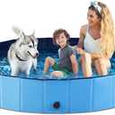 Jasonwell Foldable Dog Pool Collapsible Hard Plastic Dog Swimming Pool Portable Kiddie Pool Pet Pool Doggie Wading Pool Bath Tub for Puppy Small Medium Large Dogs Cats and Kids 79" (Plastic Board Blue)