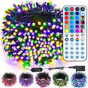Brizled RGB Christmas Lights, 164ft 500 LED Color Changing String Lights, Dimmable Christmas Tree Light, Indoor Multifunctional Fairy Light with Remote for Outdoor Independence Day Xmas Party Decor