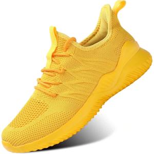 KEEZMZ Womens Ladies Walking Running Shoes Slip On Lightweight Casual Tennis Sneakers Clothes Shoes (10, Yellow)