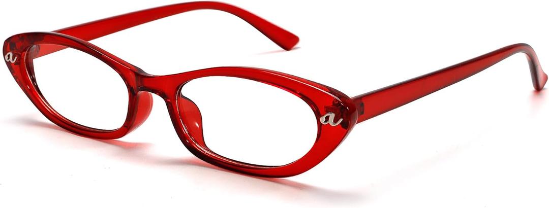 BOTEN Cat Eye Blue Light Blocking Glasses for Women Men Small Oval Eyeglasses Anti Glare Nerd Eyewear (Red)