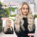 ALXNAN Clip in Long Wavy Synthetic Hair Extension 20 Inch Ash Blonde Mix Highlights 4PCS Thick Hairpieces Fiber Double Weft Hair for Women