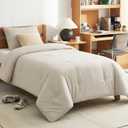 CozyLux Twin/Twin XL Comforter Set Beige, 2 Pieces Twin Extra Long Solid Breathable Bedding Sets for College Dorm, Luxury Soft Bed Set with Down Alternative Comforter and 1 Pillowcase All Seasons