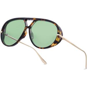 Trendy Retro Aviator Sunglasses with Side Shields for Women Men Oversized Plastic Round Large Vintage Shades