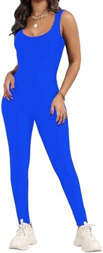 OVIGILY Womens Spandex Tank Unitard Dance Bodysuits Workout Jumpsuit L