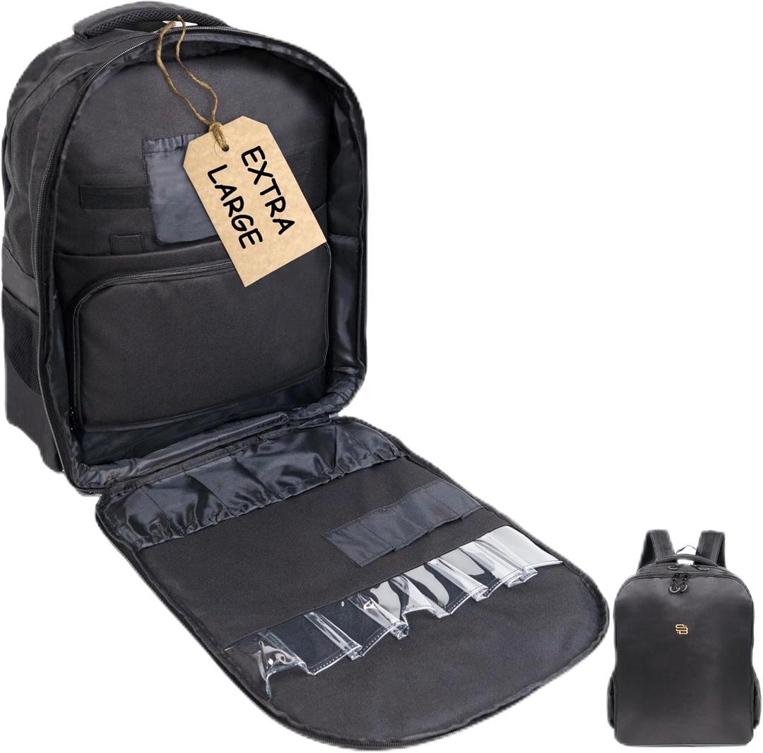 Barber Bag Large Capacity - Water-Resistant Grooming Tool Backpack for Daily Use - Hairstylist Traveling Bag w/ Compartments - Easy Clean & Organize - Barber Bags for Clippers and Supplies