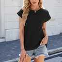 Summer t Shirts for Women Tee Women's Short Sleeve Tops Womens Tops Dressy Casual Top 2025 Blouses Shirt Women's Clothing (Black, S)