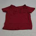 ForeFair Women's Sexy Short Sleeve Going Out Tops Pleated Bustier Shirt Cute Sweetheart Neck Y2K Crop Tee (Medium, Burgundy)