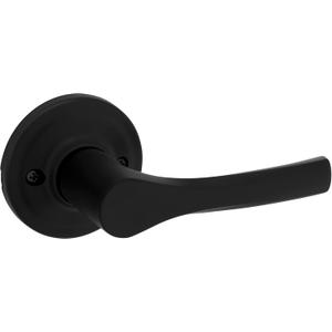 Kwikset Henley Dummy Door Handle, Single Sided Lever for Closets, French Double Doors, and Pantry, Matte Black Non-Turning Reversible Interior Push/Pull Lever, with Microban Protection (1 Pack)