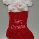 HollyHOME Christmas Stockings Animated Puppy Plush Head Stockings with Music and Flapping Ears Hanging Xmas Decoration Kids Gift Socks Ornament White 19 Inch