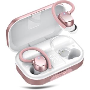 Wireless Earbuds for iOS Android, Bluetooth 5.4 Sport Headphones, 128H Playtime Over Ear Buds for Small Ear, Stereo Deep Bass, Sport Wireless Bluetooth Earphones, IPX7 Waterproof Running Headphones