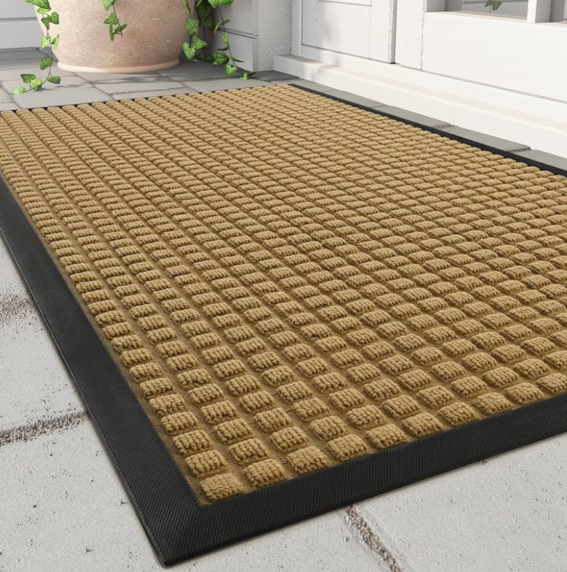 MontVoo-Door Mat Outside Entrance Outdoor Indoor Front Doormat for Entryway-Welcome Mat Durable Rubber Backed Entry Mat Non Slip Dirt Trapper Absorbent-Grey 36’’x60’’