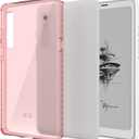 TUDIA SKN Clear Designed for Onyx Boox Palma Case 6.13" Back Cover, [Reinforced Corners] Shockproof Slim Anti-Yellowing Silicone Gel Transparent Back Lightweight Grip TPU Bumper for eReader (Pink)