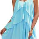 DRESSTELLS Women's Cocktail Ruffle Tiered Dresses, Formal Wedding Guest Homecoming Party Mini Dress (Blue)