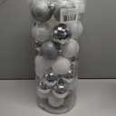 Every Day is Christmas Ornaments, Shatterproof Christmas Tree Ornament Set, Christmas Balls Decoration 35 Count (2.75"/70mm, White Silver)