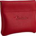 Travelambo Leather Squeeze Coin Purse Pouch Change Holder For Men & Women (Access Red Classic)