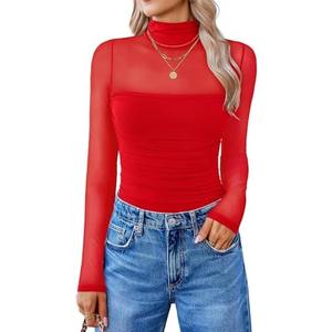 Avidlove Women Long Sleeve Bodysuit Turtle Neck Shapewear Body Suits Mesh One Piece Leotard Shirt Going Out Tops Fall Outfits, Small