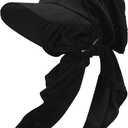 ZLYC Chemo Headwear for Women Brim Visor Head Scarf Pre Tied Headwraps Lightweight Skull Cap (Ripped Black)