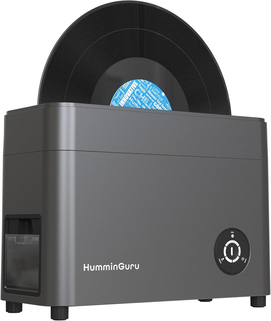 Ultrasonic Vinyl Record Cleaner- 40kHz Ultrasonic Vinyl Record Cleaning Machine with Auto Drying, Vinyl Record Cleaner Kit with Filters, (HG01 Dark Gray, 12 Inch)