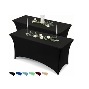 Utopia Kitchen Spandex Tablecloth 2 Pack [4FT, Black] Tight, Fitted, Washable and Wrinkle Resistant Stretch Table Cloth Rectangle Cover for Trade Show, Weddings & Parties [48Lx30Wx30H Inch]
