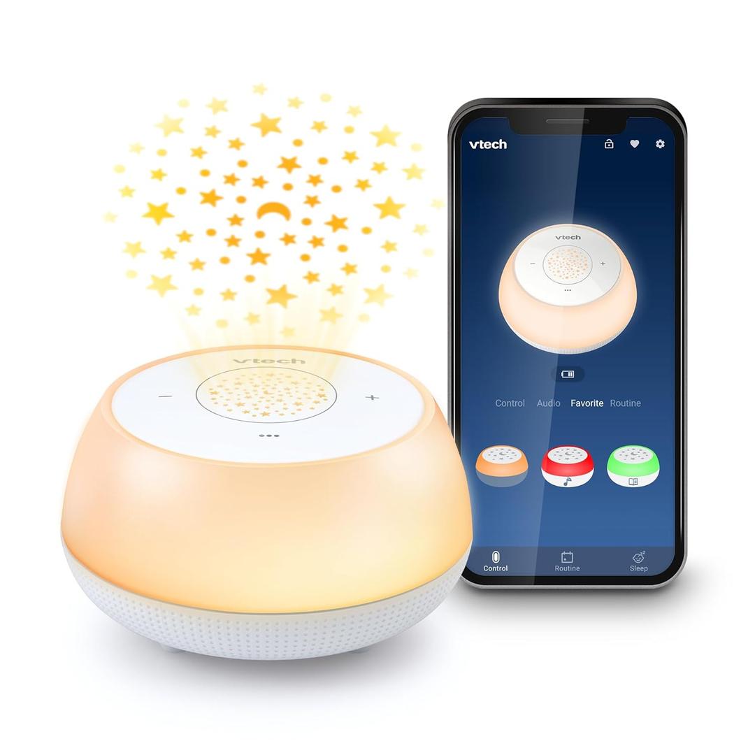 VTech BC8213 V-Hush Junior Sleep Training Soother with 40 Stories/Songs/Sounds & Record Your own Voice. Portable Bluetooth HD Speaker, 250+ Multi-Color Night Light, Ceiling Projector