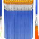 120 Pcs Blue Handle Paint Brushes, Paint Brushes Kits Set, Nylon Flat Paint Brushes, Oil Watercolor Artist Painting Brushes (60 Flat+60 Fine)