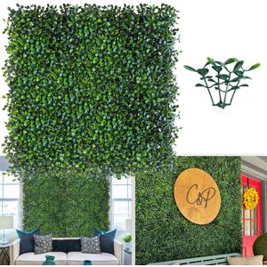 Artificial Grass Wall Panel Backdrop, 10 X 10 in 25P (17.5 sqft) UV-Anti Greenery Boxwood Panels for Indoor Outdoor Green Wall Decor & Ivy Fence Covering Privacy