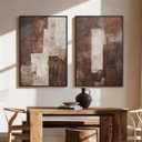 Framed Modern Brown Abstract 2 Piece Wall Art for living room, 24x36 Inch, 24" W x 36" H x 2Pcs