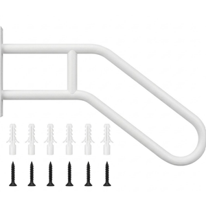 VIVOSUN Outdoor Handrail, 3 Step Stair Handrail, 28" x 19" Fits 1 to 3 Steps, U-Shaped Wrought Iron Stair Railing, Wall-Mounted Safety Rail for Concrete Step, Porch Steps, One-Step Assembly, White