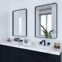 VocalStar 2-Pack Black Bathroom Mirrors 24 x 36 Inch, Metal Framed Rounded Rectangle Bathroom Wall Vanity Mirror for Over Sink, 1/4-inch Shatterproof Glass | Ultra-Flush Hanging