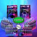 JOYGATHER 24 Pcs Gamer Party Favors Bags with Handles, Video Game Goodie Bags, Gift Bags, Candy Bags with 2 Different Types, Gaming Kraft Paper Bags for Birthday Party Supplies Baby Shower Decorations