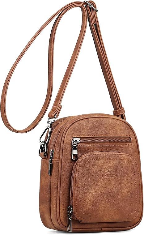 FADEON Small Purses for Women Crossbody Bags, Designer PU Leather Mini Cross Body Purse Travel Shoulder Bag Card Slots
