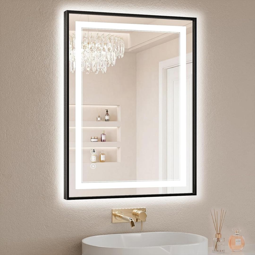 24"x32" LED Bathroom Mirror with Lights, Front & Backlit, Anti-Fog, Dimmable, 3 Color Temperature, CRI 90+, LED Mirror for Bathroom with Premium Full Aluminum Frame, Touch Control with Memory