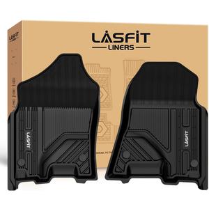 LASFIT Floor Mats for Ram 1500 2019-2024 Crew Cab and Quad Cab Front, Bucket Seat, All Weather TPE Custom Fit Car Mats Truck Front Liners 1st Row Only, Black