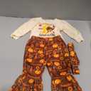 Thanksgiving Baby Girl Outfit My First/1st Little Turkey Romper Onesie Bell Bottoms Pants Fall Winter Clothes (6-12 Months)