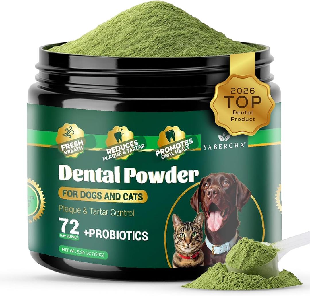 2 x Probiotic Dog Dental Powder - Plaque Off Powder - Dog Teeth Natural Cleaning Powder - Dogs Breath Freshener - Enzymes & Probiotic with Tartar and Plaque Off - Pets Tooth Cleaning- 150g/5.3 oz