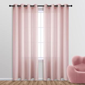 KOUFALL Rose Gold Curtains 84 Inch Length for Bedroom 2 Panels Grommet Window Semi Sheer Privacy Light Filtering Sparkle Metallic Shimmer Blush Pink Glitter Curtains for Girls Room Living Room Decor