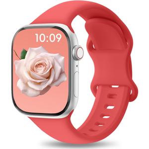 Patenting Sport Silicone Band Compatible with Apple Watch Bands 40mm 38mm 41mm 42mm 44mm 45mm 46mm 49mm Women Men, Waterproof Soft Wrist Strap for iWatch Series 11 10 9 8 7 6 5 4 3 2 1 SE Ultra 2 3 (Coral(#New))